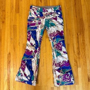 Y2K Chain Print Flared Ski Snowboard Pants